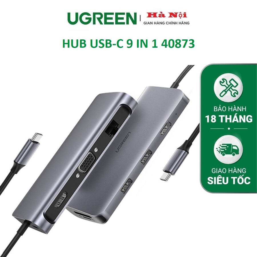 Ugreen 40873 - Bộ chuyển đổi đa năng USB typeC 9 in 1