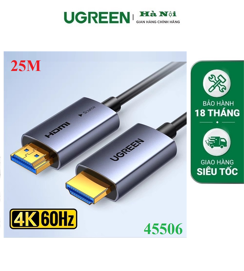 Ugreen 45506 Cáp HDMI 2.0 sợi quang AOC dài 25M hỗ trợ 4K@60Hz cao cấp
