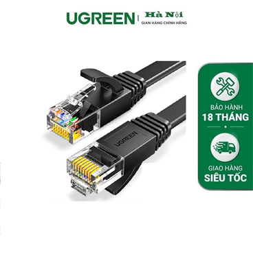 Ugreen 50173 cáp mạng dẹt đúc sẵn Cat6 dài 1M màu đen cao cấp