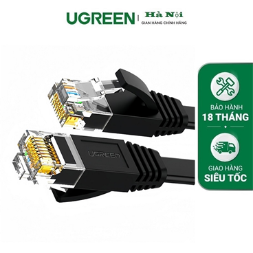 Ugreen 50175 cáp mạng dẹt đúc sẵn Cat6 dài 3M màu đen chính hãng