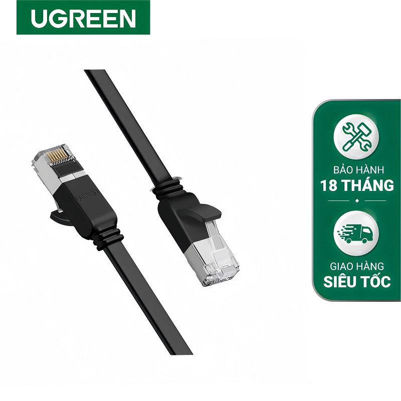 Ugreen 50183 cáp mạng dẹt đúc sẵn Cat6 dài 0.5M đầu bọc nhôm cao cấp