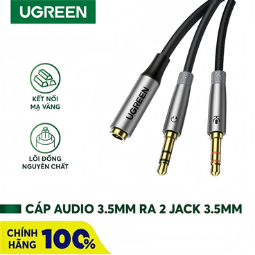 Ugreen 50255 cáp gộp mic và loa sang audio 3.5mm cao cấp (màu đen)