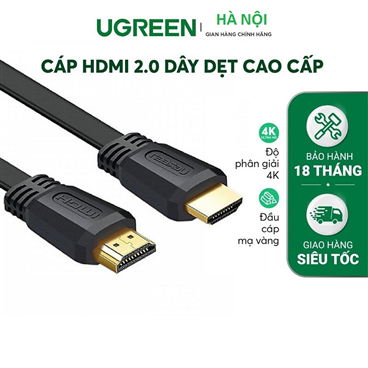 Ugreen 50820 Dây, Cáp HDMI 2.0 dẹt dài 3M Ugreen 4K60Hz cao cấp