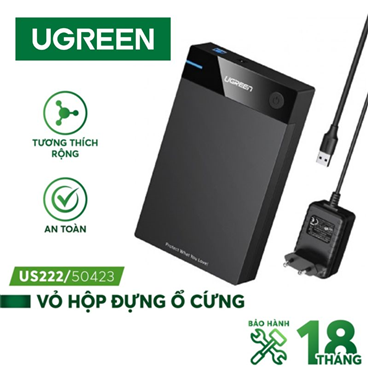 UGREEN 50423 Hộp đựng ổ cứng 3,5 inch Sata/ USB 3.0 hỗ trợ 10TB