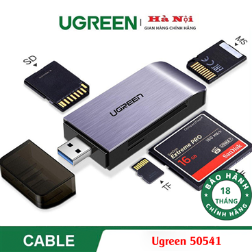 Ugreen 50541, Đầu đọc thẻ USB 3.0 hỗ trợ SD/TF/CF/MS chính hãng cao cấp