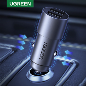 Ugreen 50592 Sạc xe hơi UGREEN 24W Dual USB-A (Xám) chính hãng