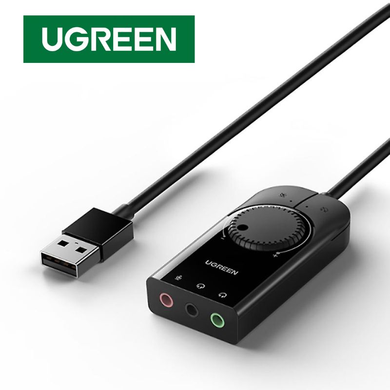 UGREEN 50599 1M Màu Đen Card Sound USB 2.0  Mic&Loa chính hãng