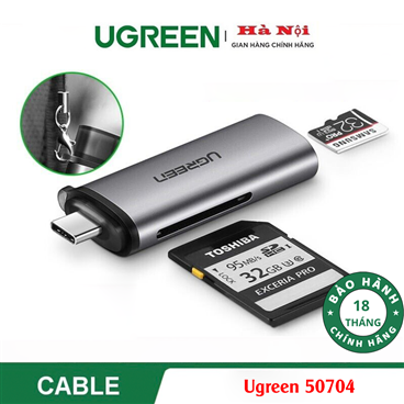Ugreen 50704, Đầu đọc thẻ SD/TF USB type-C Cao Cấp Chính Hãng