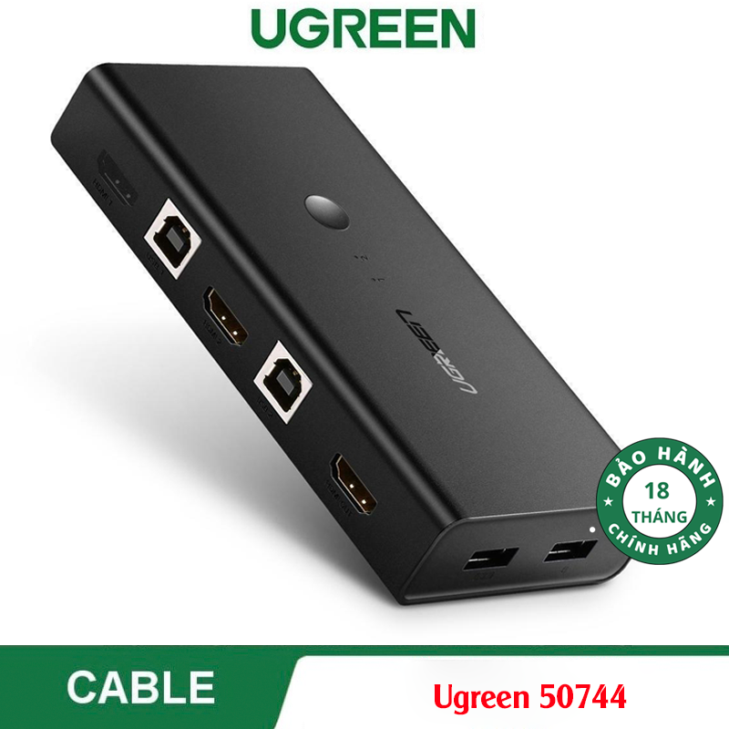 Ugreen 50744, Bộ chuyển đổi KVM 2 PC sang 1 Màn hình (2CPU-1 màn, 1 phím chuột)