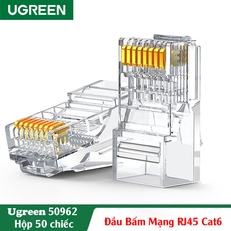 Ugreen 50962, Đầu bấm mạng Cat6 mạ vàng 50c/hộp Cao Cấp