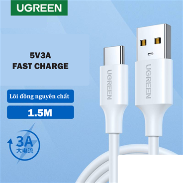 Ugreen 60122  Cáp UGREEN USB-A 2.0 to USB-C Mạ Niken 1.5m (Trắng) chính hãng