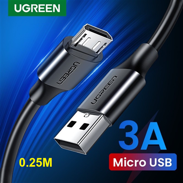 Ugreen 60134  Cáp UGREEN USB 2.0 A to Micro USB Mạ Niken 0.25m (Đen) cao cấp