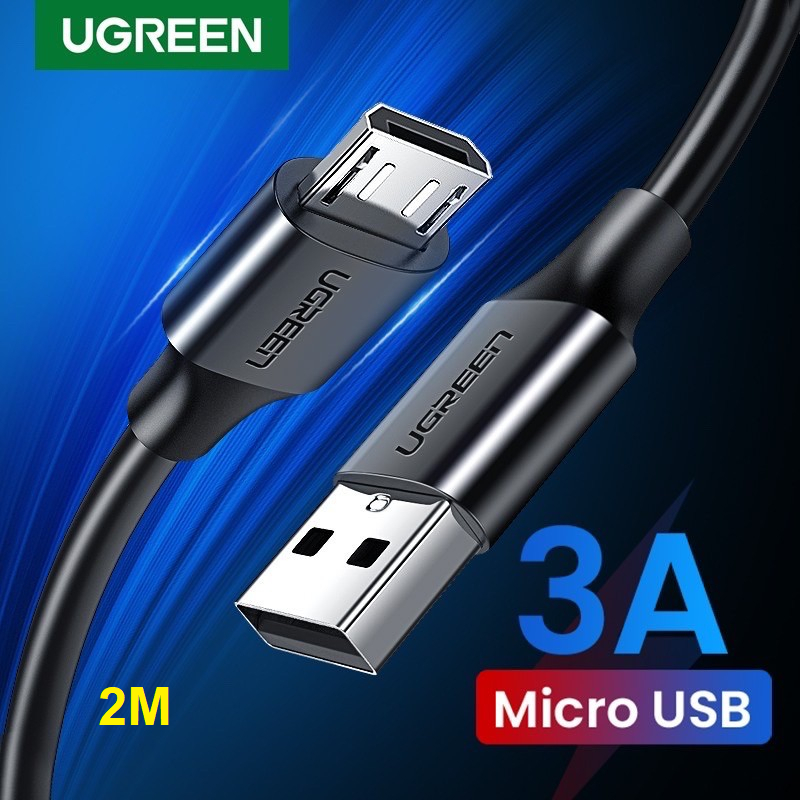 Ugreen 60138  Cáp UGREEN USB 2.0 A to Micro USB Mạ Niken 2m (Đen) chính hãng