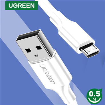 Ugreen 60140  Cáp UGREEN USB 2.0 A to Micro USB Mạ Niken 0.5m (Trắng) cao cấp