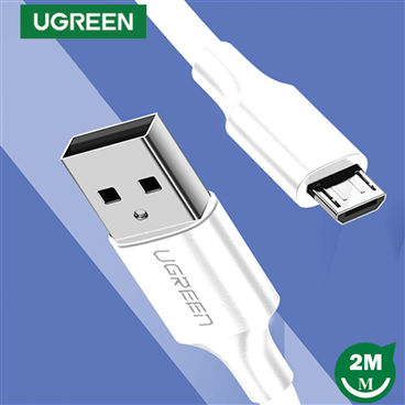 Ugreen 60143 Cáp UGREEN USB 2.0 A to Micro USB Mạ Niken 2m (Trắng) chính hãng