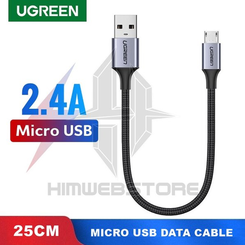 Ugreen 60144  Cáp UGREEN USB 2.0 A to Micro USB Dây nhôm mạ niken 0.25m (Đen)