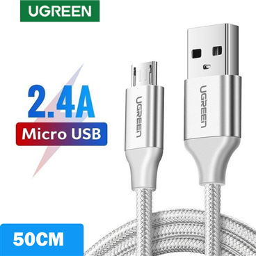 Ugreen 60150  Cáp UGREEN USB 2.0 A to Micro USB Dây nhôm mạ niken 0.5m (Trắng)