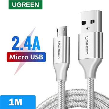 Ugreen 60151  Cáp UGREEN USB 2.0 A to Micro USB Dây nhôm mạ niken 1m (Trắng)