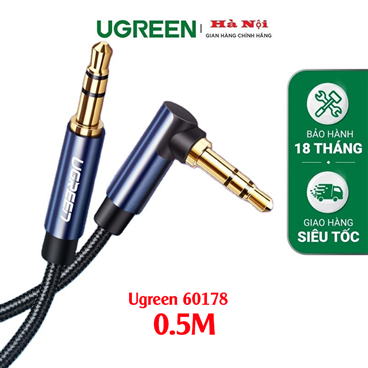 Ugreen 60178 Dây AV 3.5mm (M/M) dài 0.5M (Màu Xanh Đen)