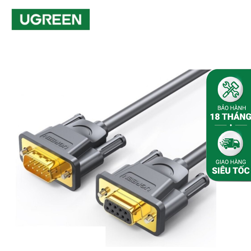 Ugreen 60308  Cáp nối tiếp UGREEN DB9 Male to Male 1,5m