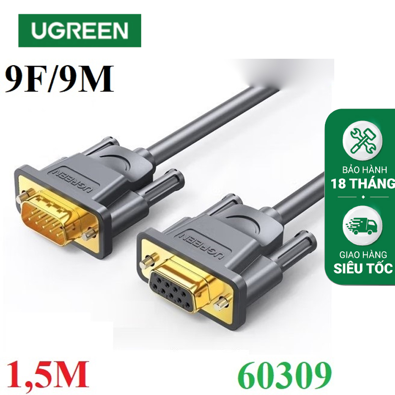 Ugreen 60309 Cáp nối tiếp UGREEN DB9 Male to Female 1,5m