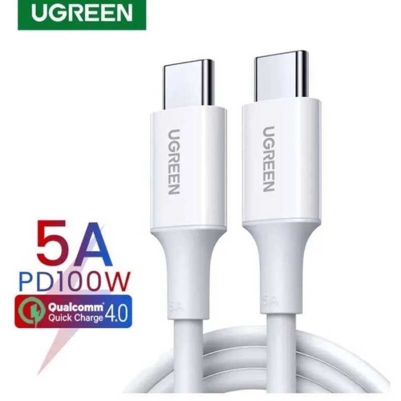 Ugreen 60552 UGREEN Type C Male to Type C Male 2.0 5A Data Cable Trắng 2M chính hãng