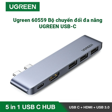 Ugreen 60559 Bộ chuyển đổi đa năng UGREEN USB-C (Xám không gian)