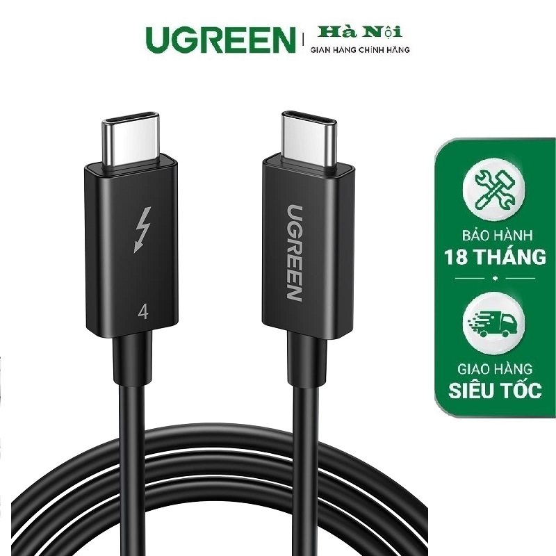 UGREEN 60621 Cáp dữ liệu Thunderbolt 4 40Gbps 100W 2m (Màu đen) cao cấp