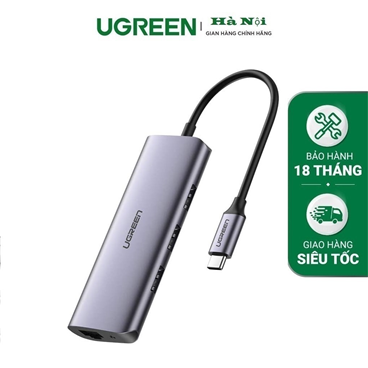 Ugreen 60718 Bộ chuyển đổi đa chức năng USB-C sang 3 x USB 3.0+RJ45+Micro USB