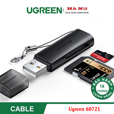 Ugreen 60721, Đầu đọc thẻ USB 2.0 hỗ trợ thẻ SD/TF cao cấp