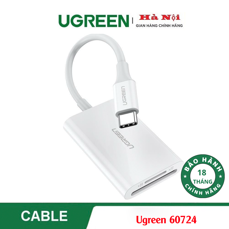 Ugreen 60724,Đầu đọc thẻ SD/TF 4.0 USB Type-C Chính hãng Cao Cấp