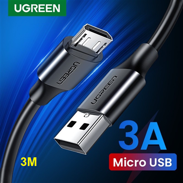 Ugreen 60827  Cáp sạc dữ liệu UGREEN USB 2.0 Male to Micro USB 5 Pin Data Cable Black 3M