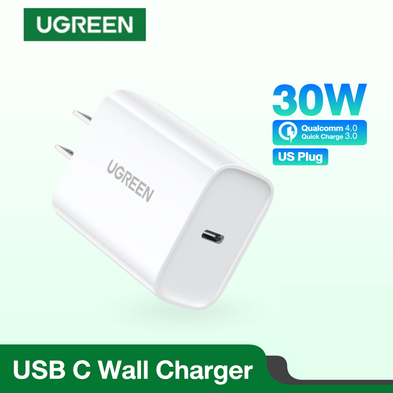 Ugreen 70149 Sạc nhanh UGREEN 30W PD Fast Charger US (White) chính hãng