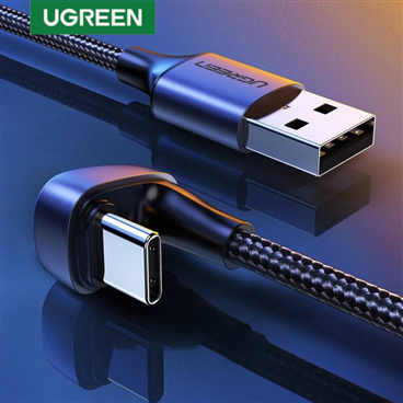 Ugreen 70313 Cáp UGREEN USB2.0-A to Angled USB-C Cable Case with Braided 1m (Đen) chính hãng