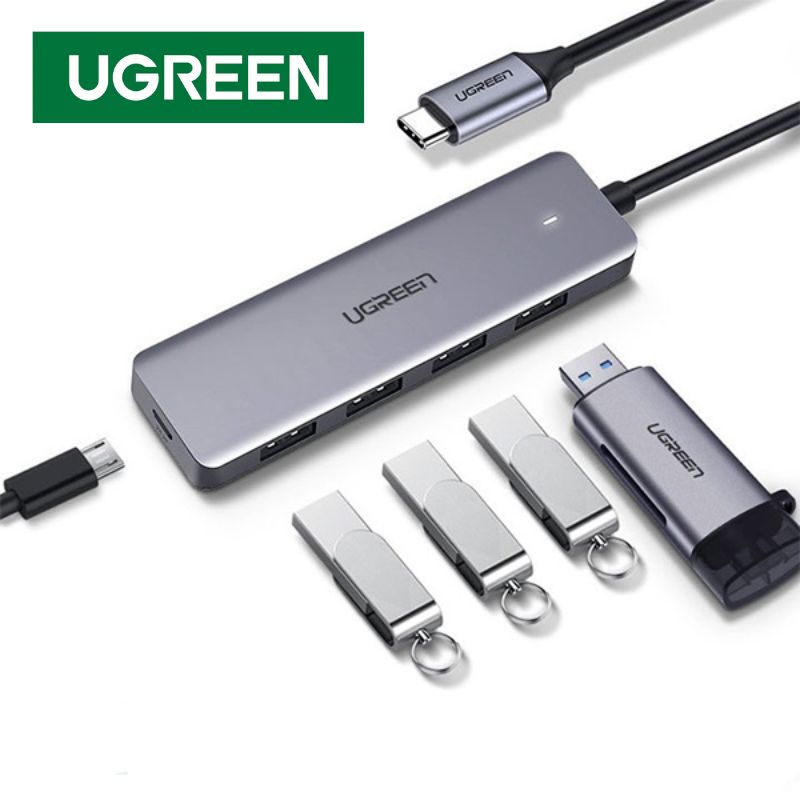 UGREEN 70336 Bộ chia USB Type-C ra 4 cổng USB 3.0 có hỗ trợ nguồn