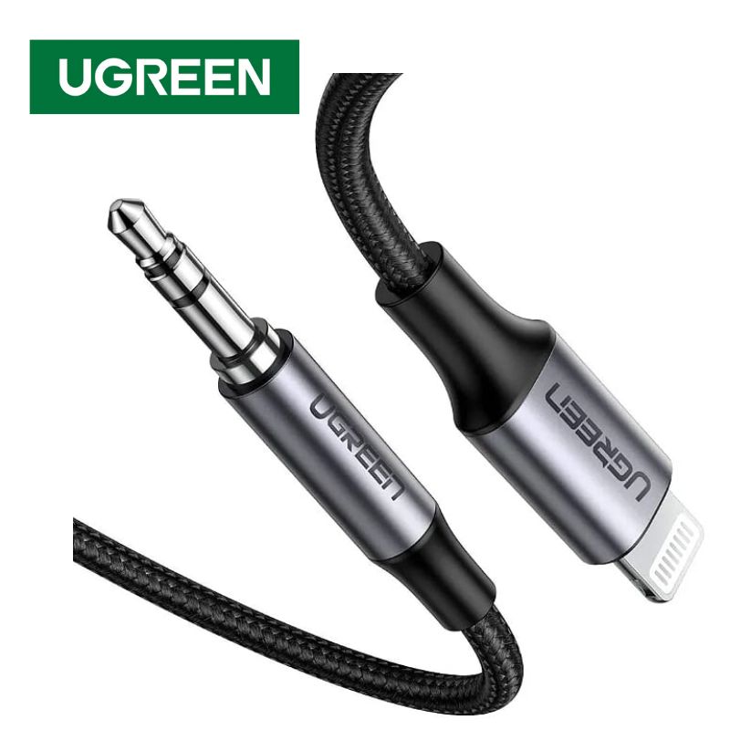 UGREEN 70509 1m cáp lightning ra 3.5mm màu xám mạ nickel chống nhiễu US315 20070509