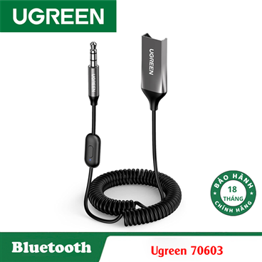 Ugreen 70603, Bộ nhận Bluetooth 5.0 dây lò xo tiện lợi, chống rối - Vỏ hợp kim Cao Cấp