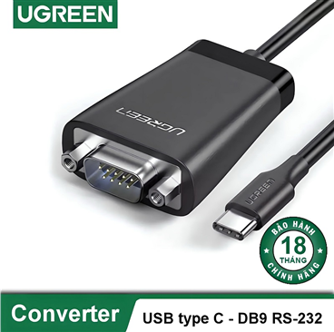 Ugreen 70612 cáp chuyển USB Type-C sang Com 9 chân RS232 dài 1.5M cao cấp