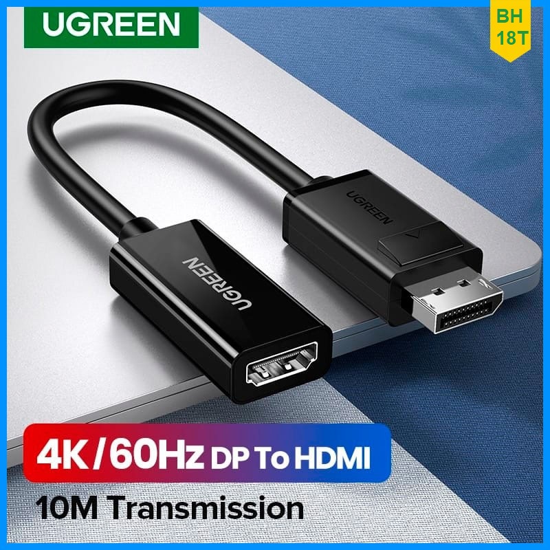 Ugreen 70694 Bộ cáp chuyển đổi DP dương sang HDMI âm 4K*2K 60HZ dài 25cm