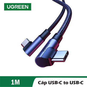 Ugreen 70696 Cáp UGREEN Angled USB-C M/M vỏ nhôm bện 1m (Đen) cao cấp