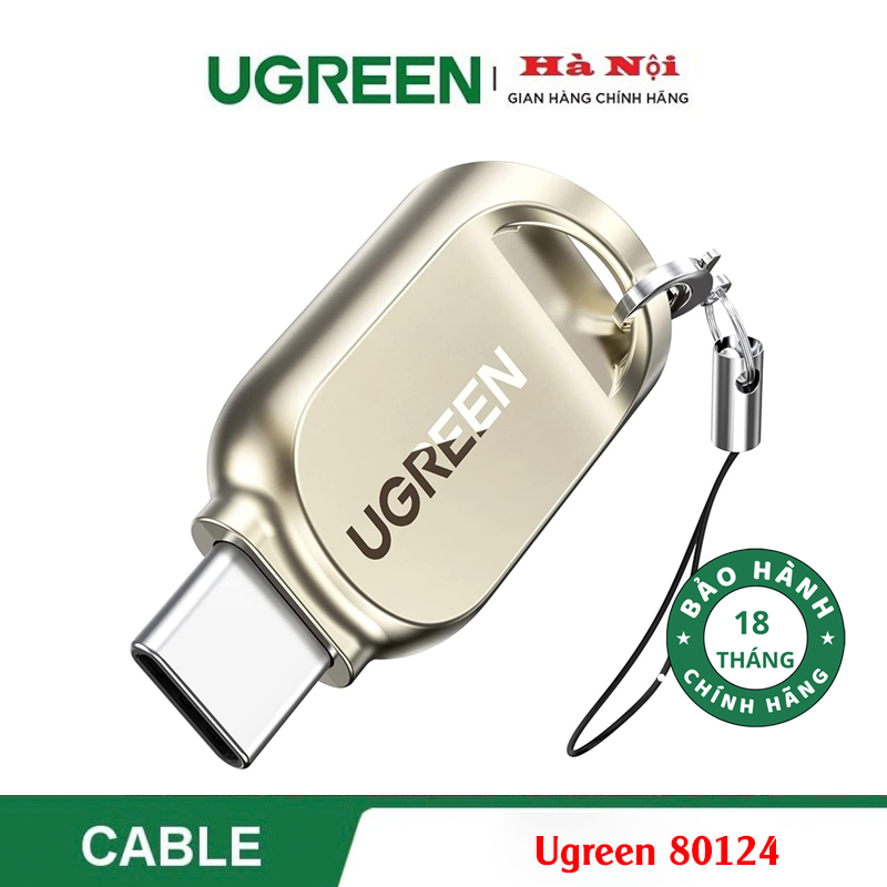 Ugreen 80124,Đầu đọc thẻ Đầu cắm Type C Cao Cấp Chính Hãng