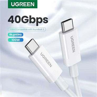 Ugreen 80369 Cáp dữ liệu UGREEN Type C Male to Type C Male 2.0 5A Trắng 0,5M cao cấp