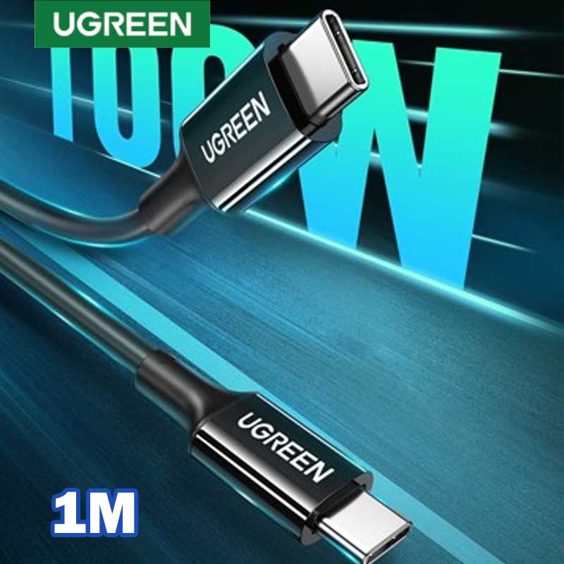 Ugreen 80371 Cáp dữ liệu Type C 2.0 Male To Type C 2.0 Male 5A Đen 1M chính hãng