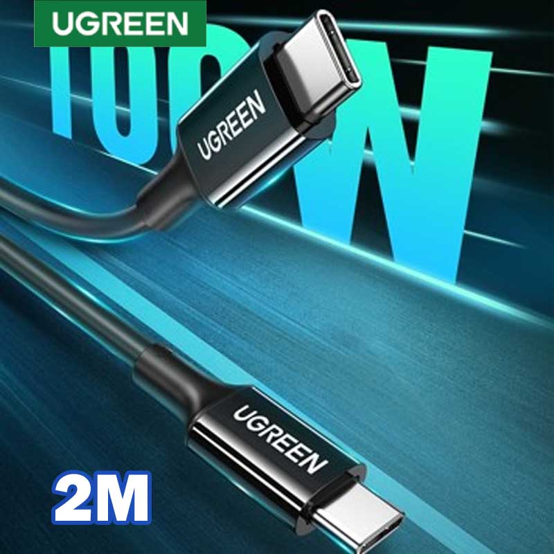 Ugreen 80372 Cáp dữ liệu Type C 2.0 Male To Type C 2.0 Male 5A Đen 1M Đen 2M