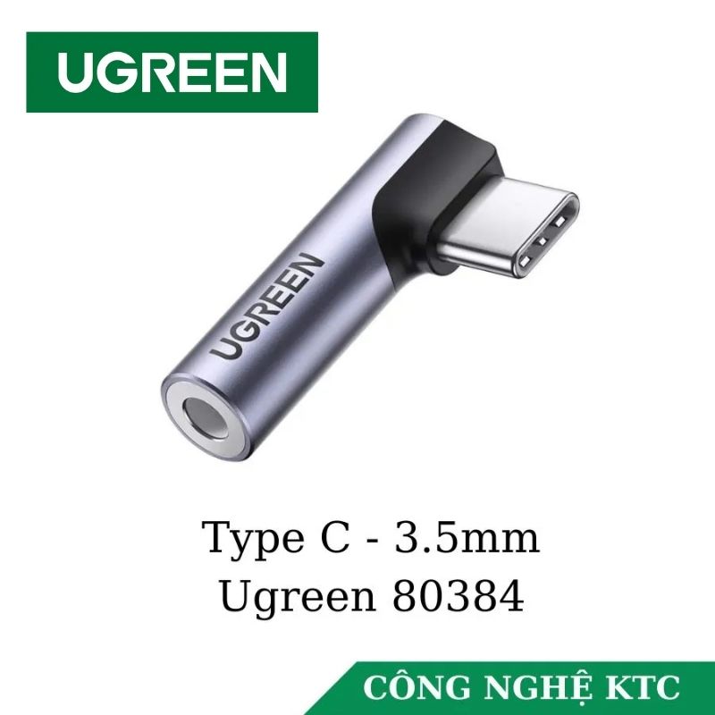 UGREEN 80384 Jack chuyển USB type C bẻ góc 90 độ ra 3.5mm Headphone Audio