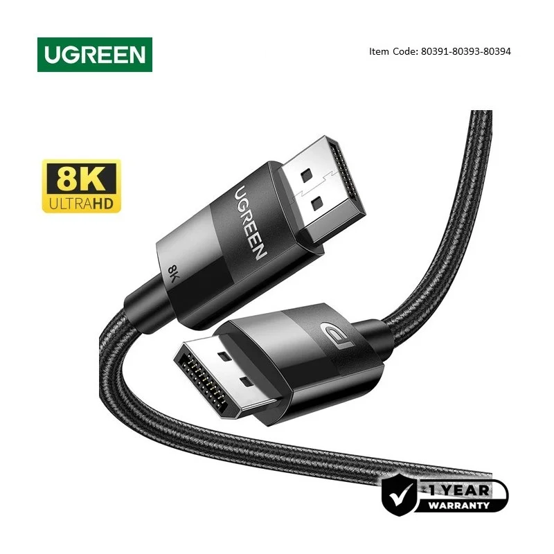 Ugreen 80390 Cáp Displayport 1.4 dài 1m hỗ trợ 8K@60Hz