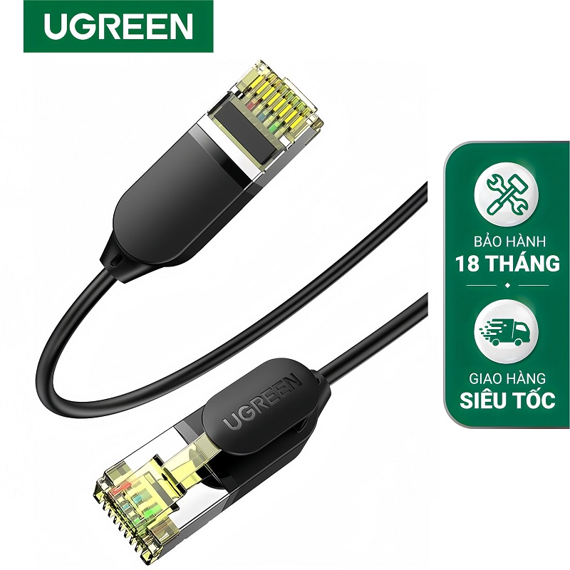 Ugreen 80415 Cáp mạng Cat7 Ultra Slim dài 1M băng thông 10Gbps 600Mhz cao cấp