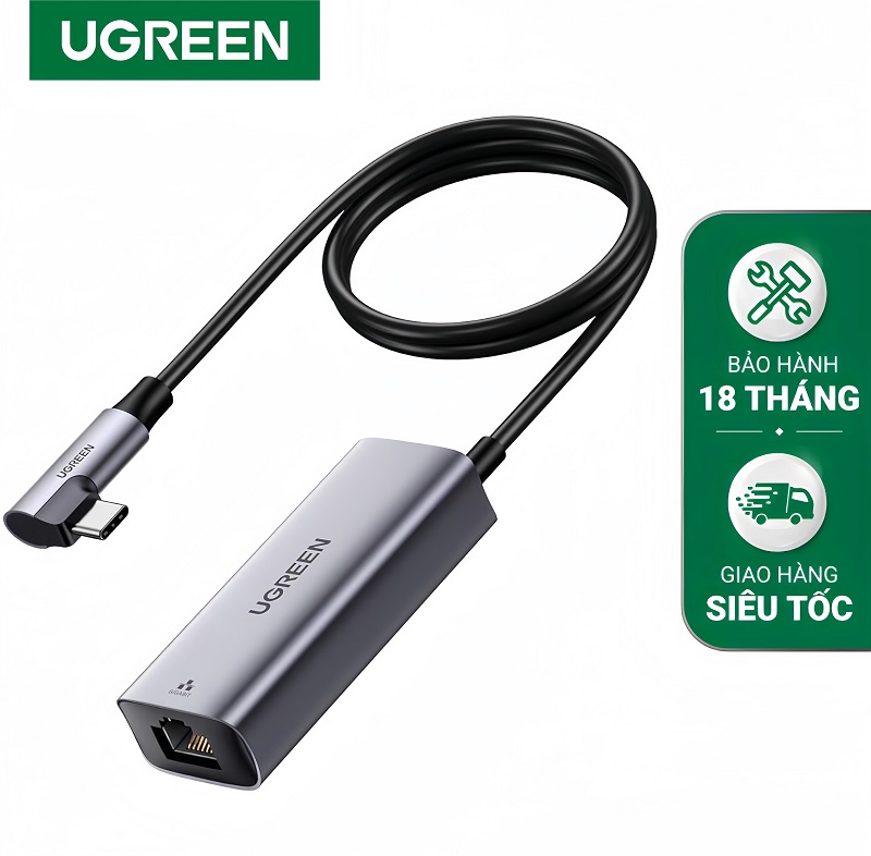 Ugreen 80605 Cáp chuyển USB Type C sang Lan RJ45 hỗ trợ cổng sạc cao cấp