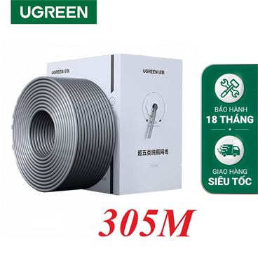 Ugreen 80761 Cáp mạng Cat6e U/UTP 0.57mm cuộn dài 305M 8P8C 23AWG 250Mhz cao cấp