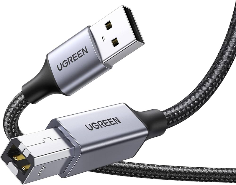Ugreen 80802 Cáp máy in USB A to USB B US369, dài 1m5, dây dù bọc nhôm cao cấp
